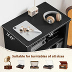 Joaxswe Record Player Stand with Vinyl Record Storage, 24" Wide Mid-Century Record Player Table Up to 200 Albums,Large Wood Turntable Stand Cabinet Dispaly Shelf for Living Room,Bedroom,Black