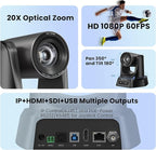 TONGVEO PTZ Camera 20X Optical Zoom HDMI IP Live Streaming SDI USB3.0 1080P 60fps PoE Supports for Church Services Worship Education Video Conference with OBS vMix Wirecast Zoom YouTube and More