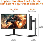 Amazon Basics 24 Inch (23.8 inch viewable) Gaming Monitor, FHD 1080P, 165Hz, VESA Compatible, Adaptive sync, 1ms Response, Black