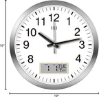 HITO 16 Inch Silent Wall Clock Battery Operated with Temperature and Date, Large Wall Clock for Living Room Decor, Office, Classroom, Bedroom
