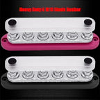 6 x M10 (3/8") Studs Power Distribution Block Bus Bar 12V, Ampper 7" HD 300A Marine BusBar Battery Distribution Block W/Cover for Car Boat Solar (Red & Black)