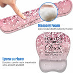 Ergonomic Mouse Pad Wrist Support and Keyboard Wrist Rest Set with Coasters, Non-Slip PU Base, Easy Typing & Pain Relief for Computer Laptop Home Office, Bible Verse Phil 4-13