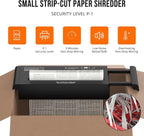 Suntiko Small Paper Shredder for Home, 6 Sheet Strip Cut Paper Shredder Without Basket,Portable Shredder Extendable Arm Design with Overheat Protection for Home Office