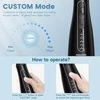 Water Flosser for Teeth with Detachable Washable Tank, 5 Modes Rechargeable Cordless Oral Irrigator, 300ml Portable Dental Flosser, IPX7 Waterproof for Home & Travel, Black