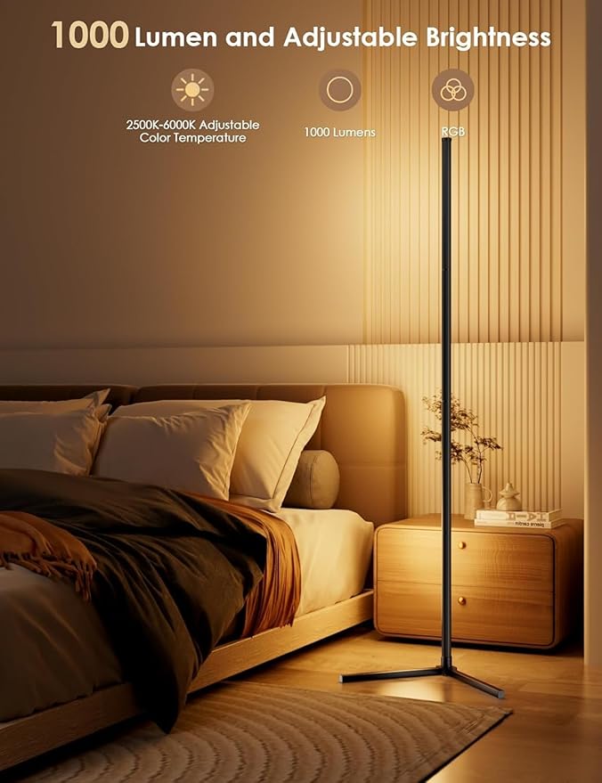 boostool 2 Pack Corner Floor Lamp, 65" RGB LED Corner Lamp, Color Changing Ambient Lighting with Music Sync - App and Remote Control LED Lamp for Bedroom, Living Room, Gaming Room