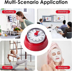 Visual Timer, Teeloray 60-Minute Countdown Timer, Kitchen Timer with Magnetic Base, Mechanical Clockwork, Ringer Alert, Time Management Tool for Children and Adults, Study/Work/Cooking (Red)