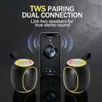 Portable Bluetooth Speaker – 8W HD audio quality, TWS stereo pairing, LED light show, compact and portable, suitable for outdoor use, can be used in cars, travel and parties, a cool teen gift(Yellow)