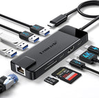 Lemorele USB C Hub Multiport Adapter 10-in-1 USB C Dongle for MacBook Pro Air, Gigabit Ethernet with 4K HDMI, 100W PD, USB 3.0 5Gbps Port, SD/TF Card Reader Adapter, Compatible for Windows/Mac/iPad…