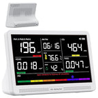 bonoch Upgrade Extended 12-Hour Battery Life 16 in 1 Air Quality Monitor Indoor with 7" Display, Professional Air Quality Meter for CO2, TVOC, PM2.5, PM1.0, PM10, HCHO, Temperature Humidity AQI & Time