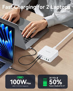 270W USB C Charger Block, Rocoren 6 Port Multi USB-C Charging Station,100W PD Fast USBC Gan Charger Station Hub Dock for Multiple Devices, Laptop Type C for MacBook/iPhone 17/iPad/Galaxy S25 (White)