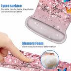 Ergonomic Mouse Pad Wrist Support and Keyboard Wrist Rest Set with Coasters, Non-Slip PU Base, Easy Typing & Pain Relief, Perfect for Home Office Working Studying, Glitter Quote Live Laugh Love