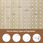 ECOMEX 6 Panel Room Divider, 5.6Ft Pegboard Display Wooden Folding Privacy Screen Freestanding Peg Board for Trade Show Craft Show Home Wall Organizer, Natural Wood