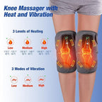 NORTHERN BROTHERS Cordless Knee Massager with Heat Vibration for Pain Relief, MAXwarm 4.0 - Electric Heated Knee Brace with 3 Heat Levels and 3 Massage Mode, Gifts for Men Women Dad Mom (Grey, Pair)