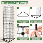 Brobear Triangular Gridwall Panel Display Stand with Base and Casters, 360-degree rotation Wire Wall Grid 24"x68" Rolling Grid Wall Tower for Retail, Trade Show, Vendor Events and Home Organization