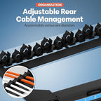 Everest 24 Port Keystone Patch Panel (1-Pack) - Removable 6-Port Panels - Use with Slim Profile Keystones ONLY (Wider Jacks May not fit Side by Side) - with Adjustable Rear Cable Management Bar