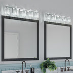 FDPBY Bathroom Vanity Lights 5-Light Chrome Modern Crystal Vanity Light Fixtures Over Mirror Crystal Bathroom Vanity Lighting Fixtures