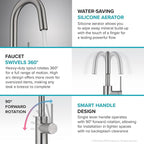 KRAUS Oletto Single Handle Kitchen Bar Faucet with QuickDock Top Mount Installation Assembly in Matte Black, KPF-2600MB