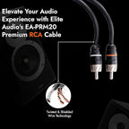 Elite Audio Premium Series 20ft. 2-Channel Car Audio RCA Cable – Double Shielded, Oxygen Free Copper, Noise Reducing Audio Cable for Amplifiers, Subwoofers, Speakers, and Processors – PRM20