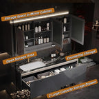 Bathroom Floating Vanity - Smart Defogging LED Lamp & Bathroom Vanities with Tops | Innovative Door Panel Design & Motion Sensor Light, Concealed Handle (B, 40IN)
