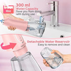 Water Dental Flosser Teeth Cleaner Pick, H2ofloss Cordless Portable Oral Irrigator,5 Mode IPX7 Waterproof Teeth Picks 300ML Rechargeable WaterFlosser for Home Travel (Pink)