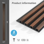 Art3d 8-Pack WPC Wood Slat Wall Panel for Interior Décor, 3D Wood Fluted Acoustic Wall Paneling for Living Room Bedroom Home & Office Accent Decor - 96 x 6 Inch Walnut