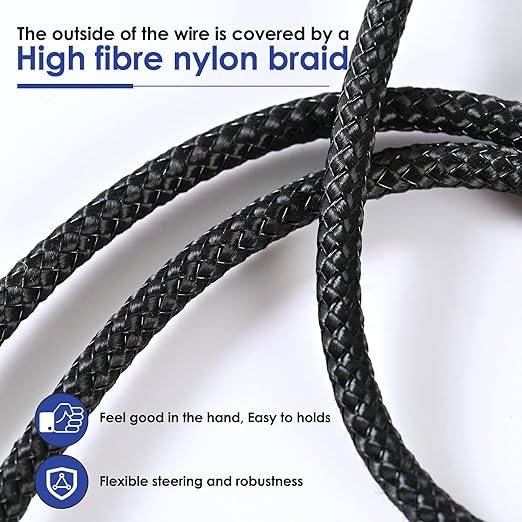 Quelong 1Pcs Headphone Splitter, Dual Headphone Nylon Braided Extension Cable, Hi-Fi Audios Stereo Y Splitter 3.5mm 2 Female 1 Male, Suitable for Phones, PS4, Amplifiers, Smartphones, Tablets,etc.