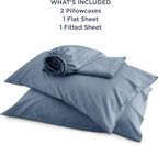 Bedsure California King Sheet Sets, Cooling Sheets, Rayon Derived from Bamboo, Breathable & Soft, Deep Pocket Up to 16 Inches, Hotel Luxury Silky Bedding for Hot Sleepers, Dusty Blue