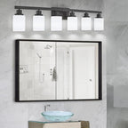DIKAIDA 6-Light Black Vanity Lights, 38'' Modern Bathroom Vanity Lighting Fixtures for Mirror, Matte Bathroom Lighting Fixtures, Black Wall Sconces for Bedroom Living Room