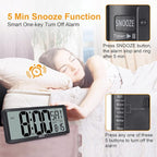 XREXS Large Digital Wall Clock, Battery Operated Alarm Clocks for Bedroom Home Decor, Count Up & Down Timer, 14.17 Inch Large LCD Screen with Time/Calendar/Temperature Display (Batteries Included)