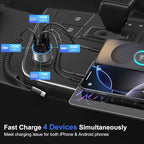 Car Charger USB C, 65W Multi Port Dual 12V USB C Car Charger Adapter with Voltage Display PD/QC 3.0 Super Fast Charging Cigarette Lighter Adapter for iPhone 17 16 15 14 13 12 Pad Pro Air(Gray)
