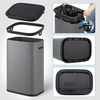 14.5 Gal/55L Trash Can with Lid, Automatic Touchless Garbage Can with Soft-Close Lid & Handle, Stainless Steel Waste Basket Motion Sensor Trash Can for Kitchen, Bathroom,Grey(No Inner Bucket)