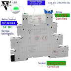 10Pcs 5 Volt Relay Miniature Power Relay 5V DC 6Amp SPDT with LED Indicator Socket Base 41F-1Z-C2 with Jumper Separator Socket Base DIN Rail UL Certification
