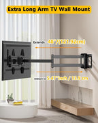 48'' Extension Extra Long Arm TV Wall Mount, Heavy Duty Full Motion TV Wall Mount for 37 to70,75,77,80,85'' Screens, Max VESA 600x400mm, Hold 110 lbs, 16''-24'' Wood Studs/Concrete/Brick Wall