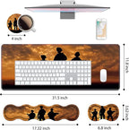 4 in 1 Ergonomic Keyboard Wrist Rest & Mouse Pad Wrist Rest Set, Large XXL Gaming Desk Mat 31.5"x 11.8" with Non-Slip Base, Memory Foam for Home Office Study Gaming, American Soldiers