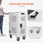 Aokleo Laptop Charging Cart,16 Devices Tablet Storage Carts for pad Up to 16.3" Screen Size, Classroom Computer Mobile Charging Station for Pads, Chromebooks,Laptops, Security Storage(16 Bay-White)