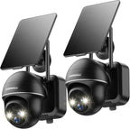 ZUMIMALL Security Cameras Wireless Outdoor - 2 Packs, 360°View Outdoor Camera Wireless Solar Powered,2.4G WiFi, Spotlight/Siren//3MP Color Night Vision/AI Detection/IP66/Cloud/Alert, Work with Alexa