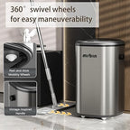 MRBIN Stainless Steel Motion Sensor Tall Bathroom Trash Can with Lid, 5 Gallon Automatic Kitchen Garbage Pail, Electric Covered Silver Metal Waste Basket for Bedroom, Rv, Restroom, Eclipse Grey