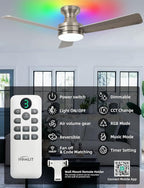 Homlit 42 inch RGB Ceiling Fan with Light, Smart App & Remote Control Low Profile Flush Mount, Music Sync Lighting, 6-Speed Quiet Reversible DC Motor, 4CCT Dimmable for Home Office Party