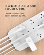 Belkin 12-Outlet Surge Protector Power Strip w/ 12 AC Outlets, 2 USB-A Ports and 1 USB-C Port, 6ft Cable, UL-listed w/ Overload & Overvoltage Protection + On/Off Switch - 3,480 Joules of Protection