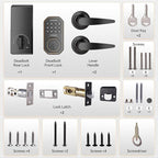 VCHOO Keyless Entry Door Lock Set Smart Locks for Front Door Keypad Door Lock with Handle Auto Lock One Time Password Anti Peeping Password IP54, Bronze