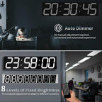 CHKOSDA 28.4'Large Digital Wall Clock,Automic Digital Clock with Alarm,Clendar and Termperature,Auto Time Sync with Easy Operation, Big Timer with Countdown and Countup (White)