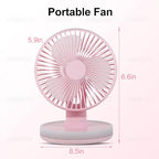 MAWFOZIN Small Desk Fan With Night Light, Auto Oscillating Table Fan With 3000mAh Rechargeable Battery, USB Personal Fan With 4 Speeds Wind, Adjustable Fan For Home, Office Bedroom, Camping (pink)