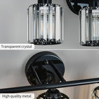 FDPBY Modern 3 Light Crystal Vanity Light, Plating Black Vertical Bathroom Light Fixture Over Mirror for Dressing Table Sink, Compatible with Dimmable Bulbs (Bulbs Not Included)