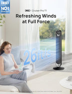 Dreo Tower Fan for Bedroom, 90° Oscillating Standing Fan, 30ft far, 28dB Quiet for Sleep, 6 Speeds, 4 Modes, 12H Timer, 42 Inch, Bladeless, Remote, for Home, Office, Room, Cruiser Pro T1