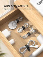 Lamicall 20Pack Silicone Cable Ties, Office Desk Organizer Accessories, Reusable Wire Ties Management with Lock Buckle, Adjustable Charger Cable Strap, Electrical Cord Keeper for Travel Essentials