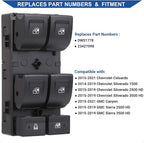 Obaee Window Switch Power Control Button Compatible with 2014-2021 Chevy Silverado 1500, Chevrolet Silverado & GMC Sierra 2500 HD 3500 HD, Colorado & Canyon, Replace OEM 23427098 DWS1778 12 Pins