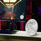 HOMLOVE Digital Desk Clock with Large LED Display, Moon Modern Date Temperature Clock [TYPC-in] for Shelf, Table, Mantel or Bedside, (Moon, 7.87 INCH)
