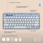 Logitech Pebble 2 Combo for Mac, Wireless Keyboard and Mouse, Slim, Quiet and Portable, Customizable, Bluetooth Mouse and Keyboard, Easy-Switch, for macOS, iPadOS - Tonal Blue