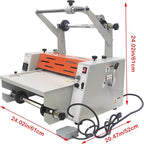 WYDDDARY 14.17"/360MM Electric Steel Roller Thermal Laminator with Slitting Cutter Hot Cold Roll Laminator Adjustable Temp 60-130℃ Electric Laminating Machine for Single/Double Sided Laminating 110V
