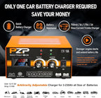PZP 12V Manual Battery Charger Maintainer, 0 to 10A Arbitrarily Adjustable Car Battery Trickle Charger, Battery Desulfator with Repair, Winter Mode, Suitable for Lawn Mower, AGM, Deep Cycle Batteries